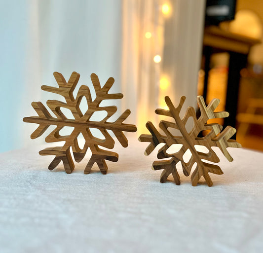 Teak Wood Snowflakes