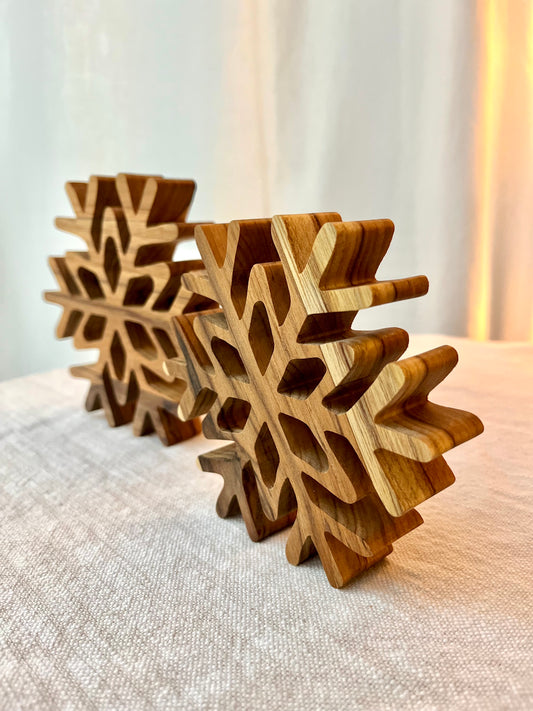 Teak Wood Snowflakes