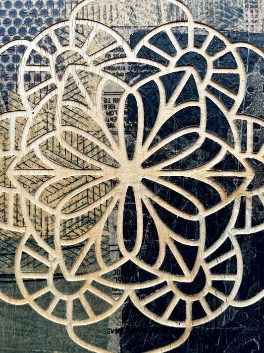 Paper Mandala II | Carved Wood Art | 10" x 10"