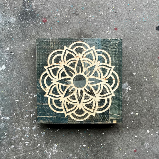 Paper Mandala III | Carved Wood Art | 10" x 10"