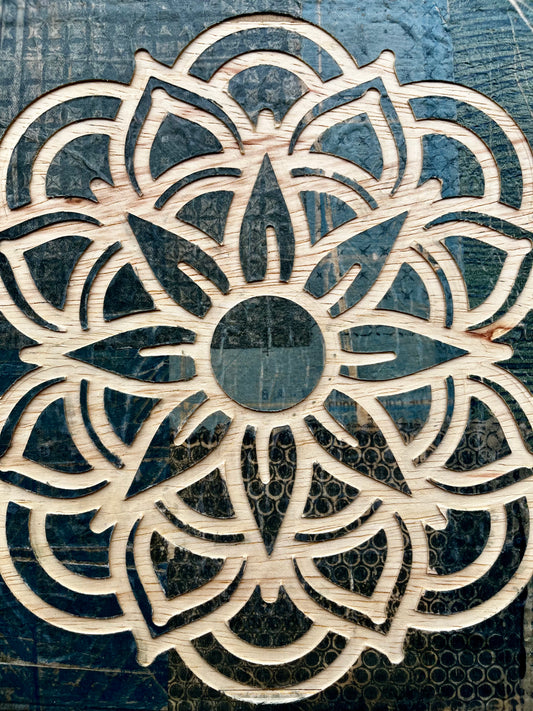 Paper Mandala III | Carved Wood Art | 10" x 10"
