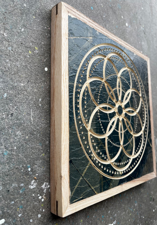 Mandala Mini I | Carved Wood Art | 8" x 8"