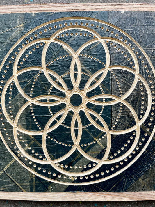 Mandala Mini II | Carved Wood Art | 8" x 8"