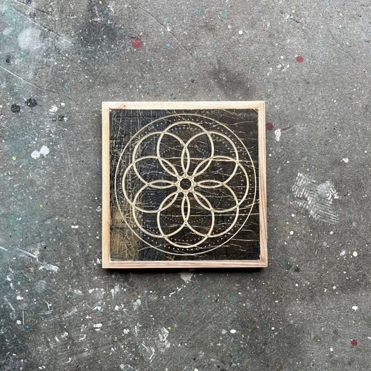 Mandala Mini I | Carved Wood Art | 8" x 8"