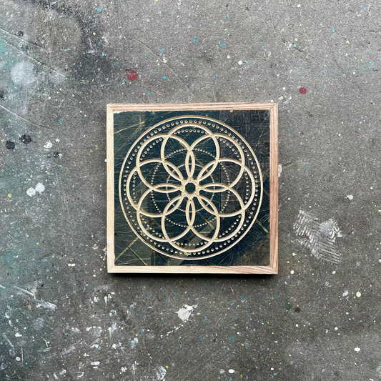 Mandala Mini II | Carved Wood Art | 8" x 8"